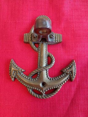Vintage Brass Anchor, 4" Long with Holes for Easy Hanging